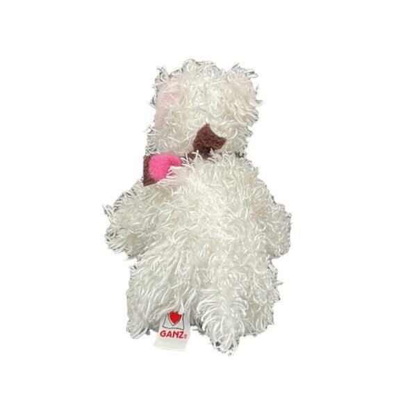 Ganz White Plush Terrier Dog Toy With Pink Bow & Collar Retired 12" - Picture 5 of 6